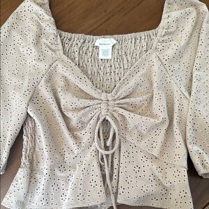 URBAN Romantics Cream Tie Front 3/4 Sleeve Blouse